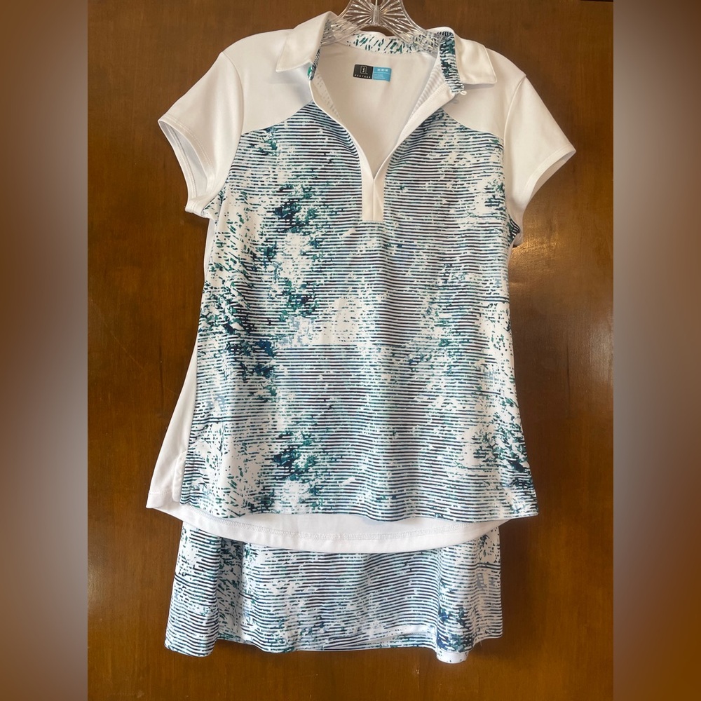 PGA Tour White and Teal Skirt Set